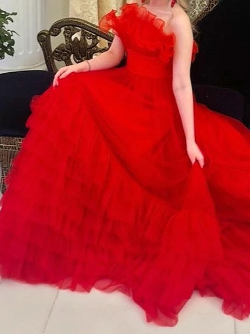 Sherri Hill 55323 - Crumbcatcher Ruffled Ballgown Red Maxi